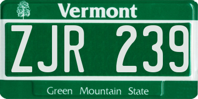 VT license plate ZJR239