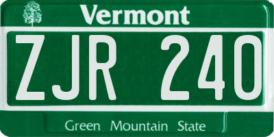 VT license plate ZJR240