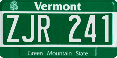 VT license plate ZJR241
