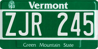 VT license plate ZJR245