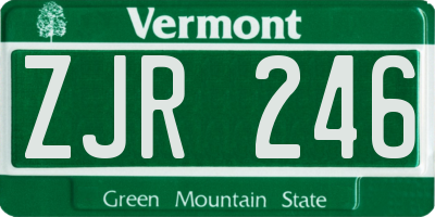 VT license plate ZJR246