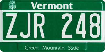VT license plate ZJR248