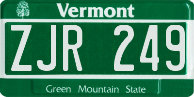 VT license plate ZJR249