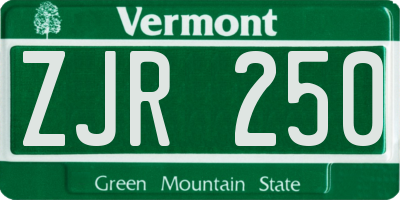 VT license plate ZJR250