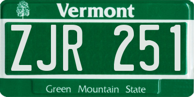 VT license plate ZJR251