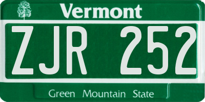 VT license plate ZJR252