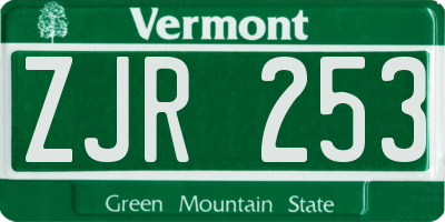 VT license plate ZJR253