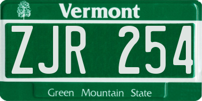 VT license plate ZJR254