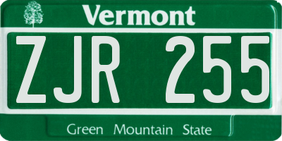 VT license plate ZJR255