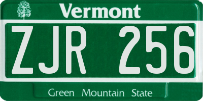 VT license plate ZJR256
