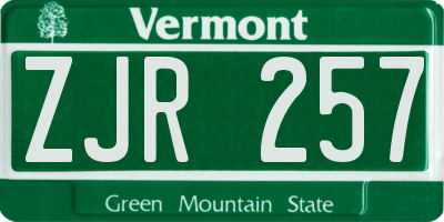 VT license plate ZJR257