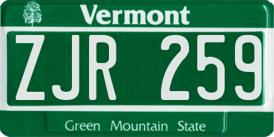 VT license plate ZJR259