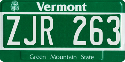 VT license plate ZJR263