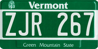VT license plate ZJR267