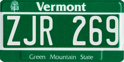 VT license plate ZJR269