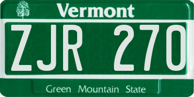 VT license plate ZJR270
