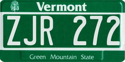VT license plate ZJR272