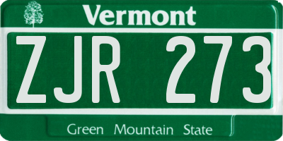 VT license plate ZJR273