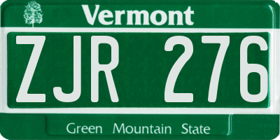 VT license plate ZJR276