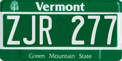 VT license plate ZJR277