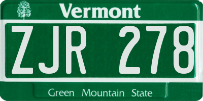 VT license plate ZJR278