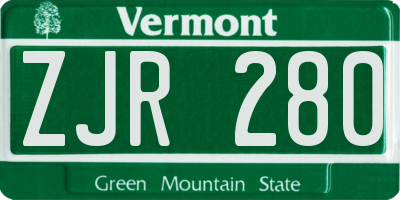 VT license plate ZJR280