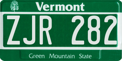 VT license plate ZJR282