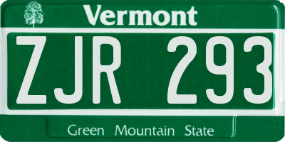 VT license plate ZJR293