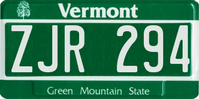 VT license plate ZJR294