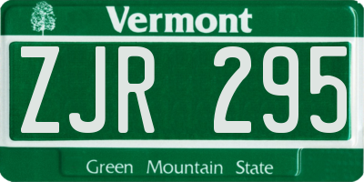 VT license plate ZJR295
