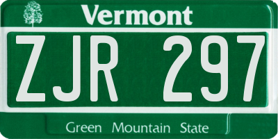 VT license plate ZJR297