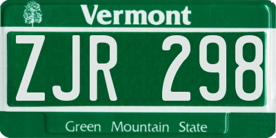 VT license plate ZJR298
