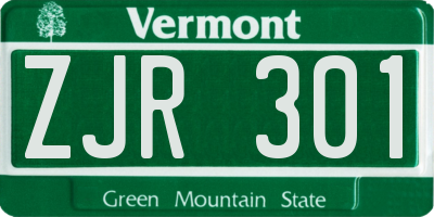 VT license plate ZJR301