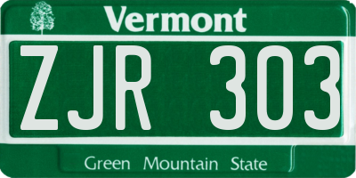 VT license plate ZJR303