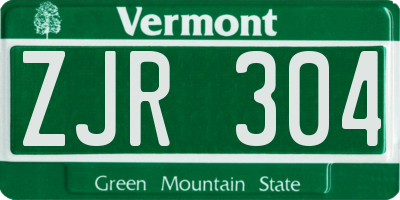 VT license plate ZJR304