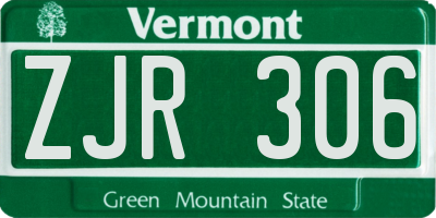 VT license plate ZJR306