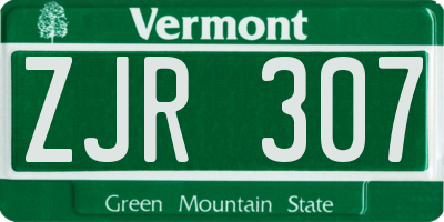 VT license plate ZJR307