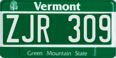 VT license plate ZJR309
