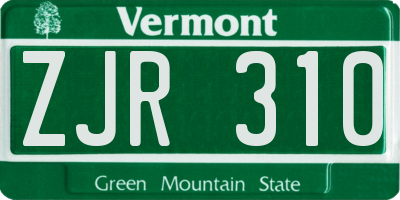 VT license plate ZJR310