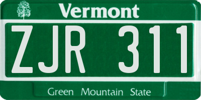 VT license plate ZJR311