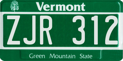 VT license plate ZJR312