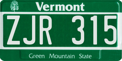 VT license plate ZJR315