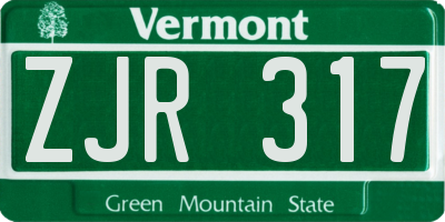 VT license plate ZJR317
