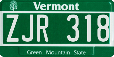 VT license plate ZJR318