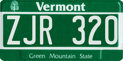 VT license plate ZJR320