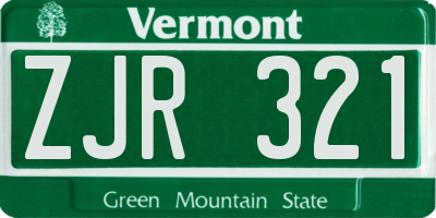 VT license plate ZJR321