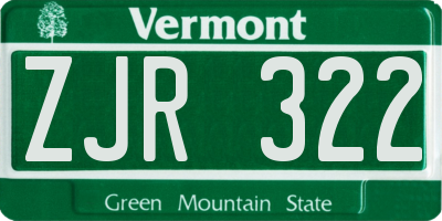 VT license plate ZJR322