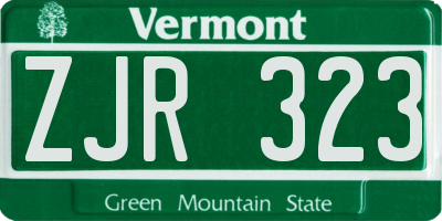 VT license plate ZJR323