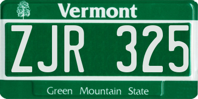 VT license plate ZJR325