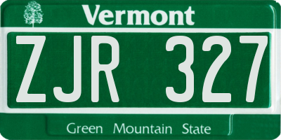 VT license plate ZJR327